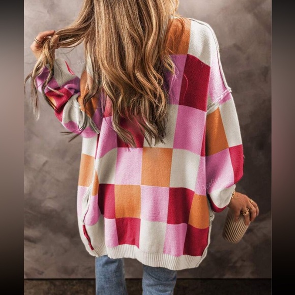 Luxe Color Block Long Sleeve Open Front Knit Swearer Cardigan - Picture 2 of 10